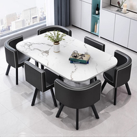 Table et chaises de salle à manger modernes avec plateau en roche, 6 places, mobilier de restaurant léger, ensembles de table et chaises de salle à manger