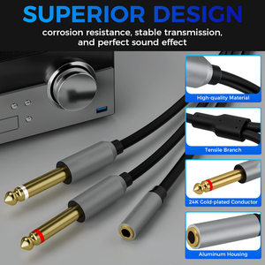 3.5mm nữ để tăng gấp đôi 6.5mm TRS cáp AUX Adapter Cáp âm thanh 6.5 jack để stereo 3.5 jack cho Mixer khuếch đại Loa - Product Image 2