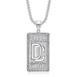 Hiphop rombi Dream Chasers DC prova acqua Pvd in acciaio inox <span class=keywords><strong>moda</strong></span> gioielli ciondoli collane 18K placcato <span class=keywords><strong>oro</strong></span> - Product Image 1