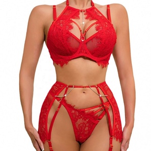 Vente flash - Ensemble de lingerie sexy pour femmes avec ceinture <span class=keywords><strong>porte</strong></span>-jarretelles, dentelle transparente à paillettes, robe <span class=keywords><strong>en</strong></span> dentelle à franges - Product Image 3