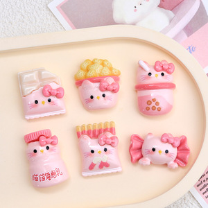 Pink Snack <span class=keywords><strong>Hello</strong></span> Cat Accesorios lindos Resina Diy Joyería Dibujos animados Horquilla Zapato Hebilla Decoración Paquete <span class=keywords><strong>Kitty</strong></span> Nail Charm Venta al por mayor - Product Image 3
