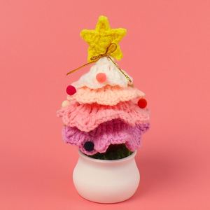 Décorations de Noël au crochet faites à la main, en gaze de tissu, petits cadeaux de bureau, plantes en pot, bouquets de fleurs artificielles DIY - Product Image 3
