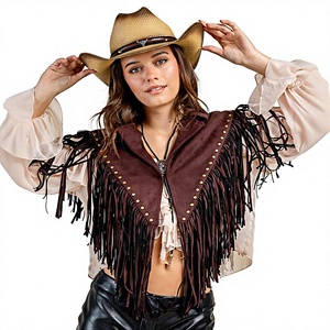 Women's Brown Fringe Shawl With Gold Studs Lightweight <b>Chiffon</b> Bohemian <b>Scarf</b> For Daily Wear All Seasons - Product Image 1
