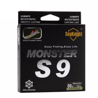 Lignes de pêche tressées Monster S9 300M, technologie S Braid, 9 brins, multifilament en nylon, vert flottant, 30LB 40LB 50LB 80LB 100LB