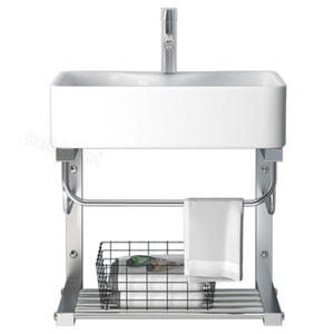 Lavabo d'angle mural triangulaire en céramique de petite taille avec cadre en acier inoxydable – Vente directe usine Chaozhou - Product Image 5
