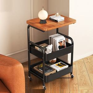 Chariot de rangement en métal à 3 niveaux mobile avec roues verrouillables, chariot utilitaire avec plateau supérieur, étagère à collations roulante pour le salon - Product Image 1