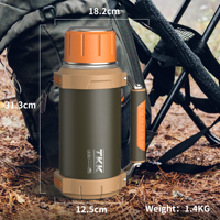 Termo al Vacío de Acero Inoxidable 18/10 de Gran Capacidad (2L/64oz) con Asa de Aleación de Zinc, Aislamiento Térmico de 24 Horas, Ideal para Camping, Venta al Por Mayor