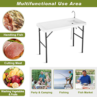 Table de nettoyage de filet de poisson de camping en plein air durable de 6.5cm d'épaisseur avec évier