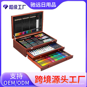 Ensemble artistique Chiyuan 140 pièces, boîte en bois, pinceaux, crayons, fournitures de dessin pour enfants - Product Image 5