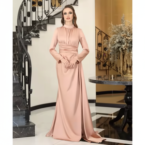 Vintage Style Straight Silhouette Floor-<b>Length</b> Sleeveless Evening Dress <b>Full</b> <b>Skirt</b> High Neckline Built-in Bra Subtle Detailing - Product Image 3