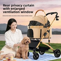 Poussette pour animaux de compagnie légère, détachable, pliable en un clic, à quatre roues, avec amortisseurs, cadre en métal, pour chiens et chats de petite/moyenne taille, toutes saisons