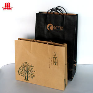 ถุงกระดาษคราฟท์สีน้ำตาลงานฝีมือคุณภาพสูง รีไซเคิลได้ ราคาถูก พิมพ์โลโก้ตามสั่ง รับผลิตแบบ OEM สำหรับซูเปอร์มาร์เก็ต พิมพ์ออฟเซ็ต พร้อมริบบิ้น - Product Image 4