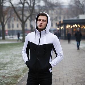 Vente en gros – Nouveaux sweats à capuche unis en coton 100 % pour hommes, 350 g/m², personnalisables avec logo imprimé ou brodé, teinture unie, décontractés pour l'hiver - Product Image 3