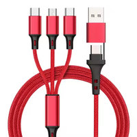 Câble de charge multifonction 5 en 1 en cuivre pur pour téléphone Micro USB Type C, câble de charge rapide 1,2 m, câble de données tressé 2,8 A, 2 en 3