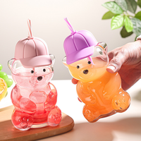 Gobelet réutilisable anti-fuite en verre avec couvercle et paille, motif ours en peluche de Noël