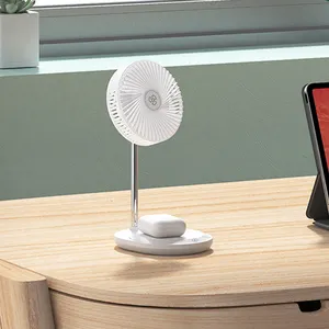 Factory Direct Supplier 2 In 1 Wireless Phone Charger USB Rechargeable Mini Standing Table Fan For Phone Charge