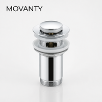 Válvula de desagüe click-clack emergente para lavabo con rebosadero G1-1/4 cromada, tapón de desagüe de fregadero de baño de presión descendente