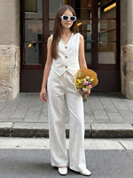 Vêtements d'été pour filles, Vêtements pour enfants, Ensemble pour filles, Costume gilet à simple boutonnage, Costume formel, Ensemble deux pièces tendance