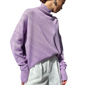Suéter de Punto Sencillo de Alta Calidad en Oferta, Suéter de <span class=keywords><strong>Cuello</strong></span> Alto para Mujer, Nuevo Suéter de Punto Sólido, Prenda de Punto Holgada para Mujer, Suéter de Invierno para Mujer - Product Image 5