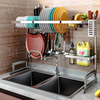 304 acier inoxydable cuisine organisateur support multifonctionnel sur évier plat bol fruits stockage égouttoir