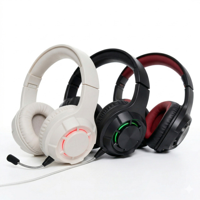 Gerripuer E-sport Gaming Wired Headset Microphone RGB Light Active Noise Cancelling Ear Stereo 3.5mm Custom Fit Compatible PC