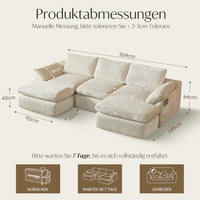 Canapé modulaire ultra-doux en forme de U avec 2 ottomanes mobiles, canapé nuage à assise profonde, canapés sans structure pour salon et bureau