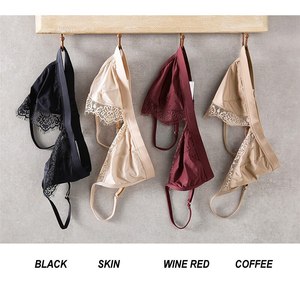 <span class=keywords><strong>France</strong></span> Doux Glace Soie Satin Confortable Sans Fil Dentelle Bralette Triangle Coupe Mince Soutiens-Gorge Sans Couture pour les Femmes - Product Image 5