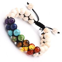 Bracelet chaud 7 Chakra avec carte de signification pierre naturelle cristal guérison anxiété bijoux Yoga méditation Bracelet réglable cadeau