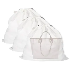 Toptan lüks takı çanta özel baskı logosu ile çevre dostu pamuk toz torbası ayakkabı İpli çanta