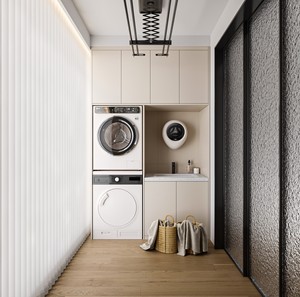 Meuble de buanderie au design moderne avec évier et <span class=keywords><strong>machine</strong></span> à <span class=keywords><strong>laver</strong></span>, idéal pour la buanderie de balcon. - Product Image 1
