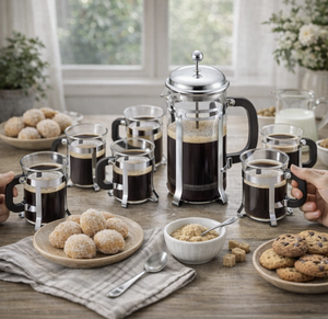 Cafetière <span class=keywords><strong>à</strong></span> piston en verre borosilicate 1000 ml avec tasses en verre et <span class=keywords><strong>mousseur</strong></span> <span class=keywords><strong>à</strong></span> <span class=keywords><strong>lait</strong></span> <span class=keywords><strong>manuel</strong></span> – Vente directe usine – Tendance 2026 - Product Image 4