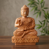 Statue de Bouddha chinoise artisanale en bois de 6 pouces, figurine spirituelle polie de forme irrégulière, idole décorative pour table, maison ou temple