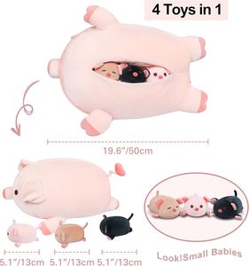 ของเล่นตุ๊กตาสัตว์นุ่มนิ่ม ของขวัญพร้อมส่ง ตุ๊กตาการ์ตูนน่ารัก ยัดไส้ใยฝ้าย PP ตุ๊กตาครอบครัวหมู 4 ตัว และ 1 ตัว รวมเป็น 5 ตัว - Product Image 2