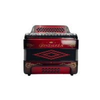 Accordéon diatonique professionnel 34 boutons 12 basses 3 registres Corps rouge et noir Grille noire et argentée Boutons noirs JB3412C