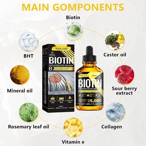 Biotine 25000 mcg Gouttes liquides avec collagène et <span class=keywords><strong>vitamine</strong></span> E - Soutien pour les cheveux, la peau et les ongles - Product Image 2