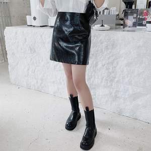 กระโปรงมินิเอวสูงทรงเอสำหรับผู้หญิงไซส์ใหญ่ กระโปรงทรงเข้ารูปสีพื้น รุ่น N8143 - Product Image 4