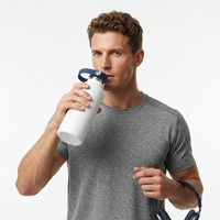 Bouteille d'eau isotherme JIAHE en acier inoxydable 600 ml avec revêtement poudré, sans BPA, anti-fuite, pour le sport et la gym
