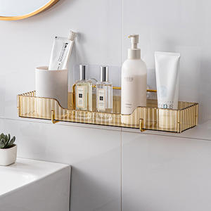 Étagère murale suspendue de salle de bain en plastique perforé gratuit à un niveau pour fournitures et articles de <span class=keywords><strong>toilette</strong></span> - Product Image 2