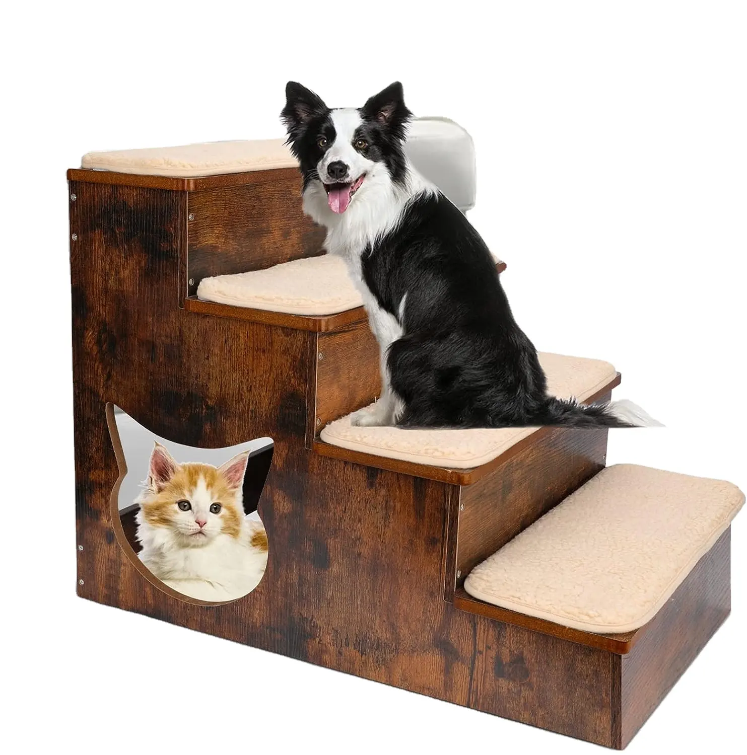 Holz Haustier Treppen für Hochbett Couch Tragbare Haustier Hund Schritte mit Stauraum Holz Haustier Stufen