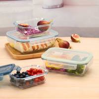 Boîtes de conservation alimentaire en verre pour micro-ondes, préparation de repas, boîte à lunch bento, boîte de conservation des aliments frais avec couvercle en plastique