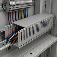 Goulotte de câblage PVC industrielle grise à rainures fines 60x50mm, avec petites fentes denses pour un routage de précision des câbles pour panneaux et câblage de machines