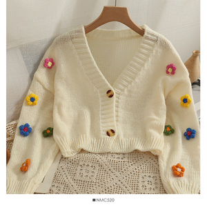 SCONTO 50% NUOVO Cardigan Primaverile da <span class=keywords><strong>Donna</strong></span> Lavorato a <span class=keywords><strong>Maglia</strong></span> con Motivo Floreale, Maglione Casual Vintage con Scollo a V e Vestibilità Morbida, Capispalla Femminile - Product Image 2