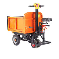 Chariot à benne basculante électrique à 3 roues haute efficacité avec pneus antidérapants pour terrains accidentés, chariot à benne basculante électrique