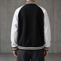 Veste universitaire pour homme en mélange de coton, col côtelé rayé, boutons-pression, style baseball, logo personnalisé, streetwear