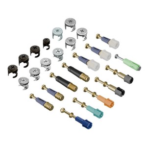 Connecteur trois-en-un pour panneaux de meubles, fixation dissimulée, vis autotaraudeuse, installation rapide, pièce intégrée à roue excentrique - Product Image 1