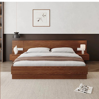 Ensemble de meubles de chambre à coucher modernes, lit en bois avec rangement, style nordique, lit en bois multifonctionnel tatami, lit king size