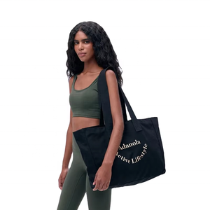 Toptan ekstra büyük boy moda yeniden alışveriş 12oz siyah bez alışveriş çantası özel baskılı logo ile - Product Image 1