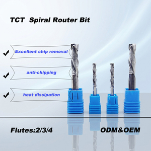 Fresa espiral TCT de 2/3/4 filos de carburo de tungsteno para fresado CNC de madera, ODM OEM, fresa resistente al desgaste - Product Image 1