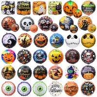 Ballons en aluminium ronds de 18 pouces QS Cartoon, motifs fantôme, crâne, citrouille, pour Halloween, à l'hélium, pour la décoration de fêtes (14 ans et plus) - Vente en gros
