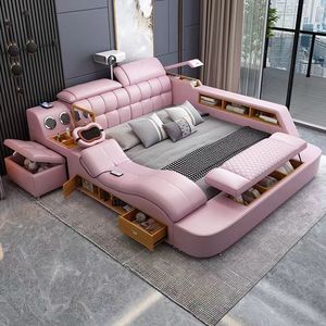 Modernes Smart-Möbel Leder-Polsterbett mit Stauraum, Kingsize/Queensize, Massagefunktion, multifunktionales Smart-Bett, Luxusausführung - Product Image 2